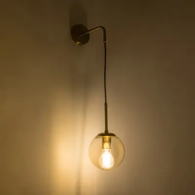 LEDTM® MADISON 01427 Μοντέρνο Επιτοίχιο Φωτιστικό Απλίκα Μονόφωτο 1 x E27 IP20 Χρυσό Μέταλλο με Μελί Γυαλί - Μ11 x Π17 x Υ25cm - Image 3