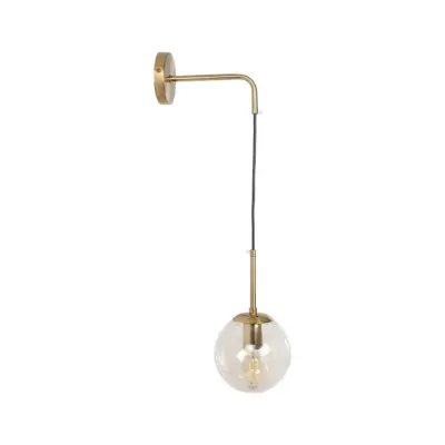 LEDTM® MADISON 01427 Μοντέρνο Επιτοίχιο Φωτιστικό Απλίκα Μονόφωτο 1 x E27 IP20 Χρυσό Μέταλλο με Μελί Γυαλί - Μ11 x Π17 x Υ25cm - Image 4