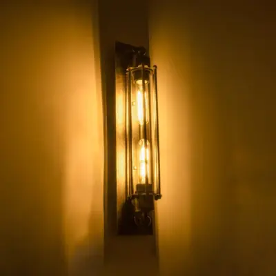 LEDTM® BESPOKE 01566 Vintage Φωτιστικό Τοίχου - Απλίκα με Ντουί 2 x E27 AC 220-240V IP20 - Μπρούτζινο Εφέ Σκουριάς - Μ10 x Π11 x Υ47cm - Image 3