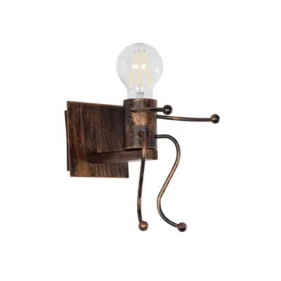 LEDTM® LITTLE MAN 01592 Μοντέρνο Επιτοίχιο Φωτιστικό Απλίκα Μονόφωτο 1 x E27 IP20 Χάλκινο Μέταλλο - Μ12 x Π19 x Υ17cm
