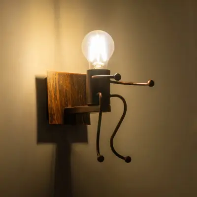 LEDTM® LITTLE MAN 01592 Μοντέρνο Επιτοίχιο Φωτιστικό Απλίκα Μονόφωτο 1 x E27 IP20 Χάλκινο Μέταλλο - Μ12 x Π19 x Υ17cm - Image 3