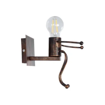LEDTM® LITTLE MAN 01592 Μοντέρνο Επιτοίχιο Φωτιστικό Απλίκα Μονόφωτο 1 x E27 IP20 Χάλκινο Μέταλλο - Μ12 x Π19 x Υ17cm - Image 4