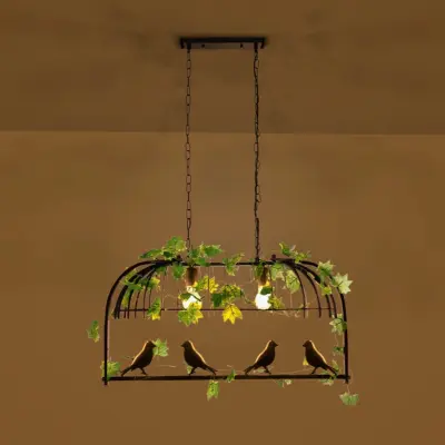 LEDTM® NEST 01643 Vintage Κρεμαστό Φωτιστικό Οροφής με Ντουί 2 x E27 AC 220-240V IP20 - Μαύρο & Πράσινο - Μ73.6 x Π37.5 x Y38cm - Image 3
