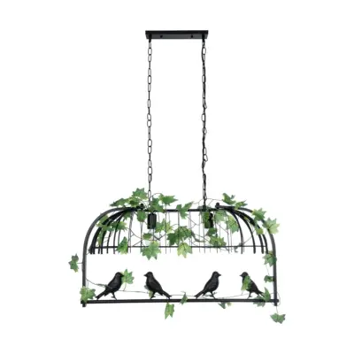 LEDTM® NEST 01643 Vintage Κρεμαστό Φωτιστικό Οροφής με Ντουί 2 x E27 AC 220-240V IP20 - Μαύρο & Πράσινο - Μ73.6 x Π37.5 x Y38cm - Image 4