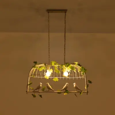 LEDTM® NEST 01644 Vintage Κρεμαστό Φωτιστικό Οροφής με Ντουί 2 x E27 AC 220-240V IP20 - Λευκό & Πράσινο - Μ73.6 x Π37.5 x Y38cm - Image 3