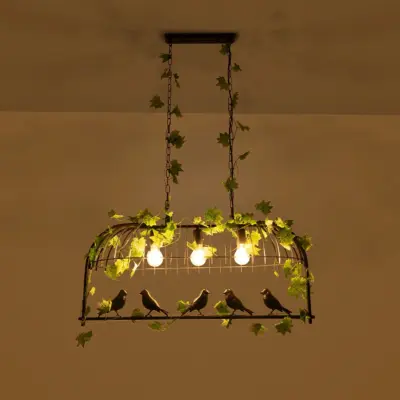 LEDTM® NEST 01646 Vintage Κρεμαστό Φωτιστικό Οροφής με Ντουί 3 x E27 AC 220-240V IP20 - Μαύρο & Πράσινο - Μ85.5 x Π37.5 x Y38cm - Image 3