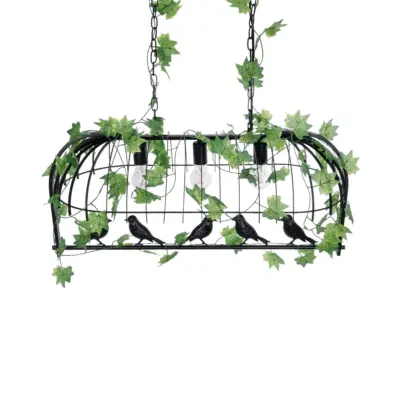 LEDTM® NEST 01646 Vintage Κρεμαστό Φωτιστικό Οροφής με Ντουί 3 x E27 AC 220-240V IP20 - Μαύρο & Πράσινο - Μ85.5 x Π37.5 x Y38cm - Image 7
