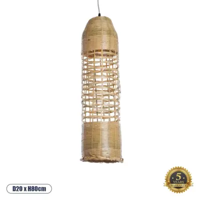 LEDTM® WAIKIKI 02350 Boho Κρεμαστό Φωτιστικό Πλέγμα Μονόφωτο 1 x E27 IP20 Μπεζ Ξύλο - Μ20 x Π20 x Υ80cm