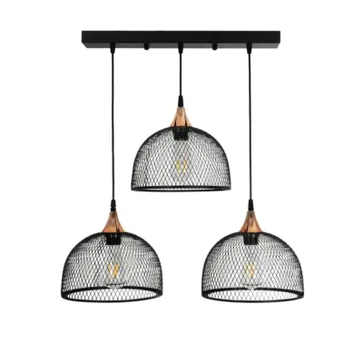 LEDTM® GLIND 201-0082 Vintage Κρεμαστό Φωτιστικό Ράγα Ράγα Τρίφωτο 3 x E27 IP20 Μαύρο Μέταλλο - Μ60 x Π25 x Υ50cm - Image 4