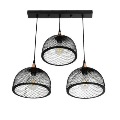 LEDTM® GLIND 201-0082 Vintage Κρεμαστό Φωτιστικό Ράγα Ράγα Τρίφωτο 3 x E27 IP20 Μαύρο Μέταλλο - Μ60 x Π25 x Υ50cm - Image 5