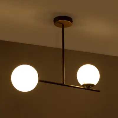 LEDTM® GLOBUS 201-0119 Μοντέρνο Φωτιστικό Οροφής με Ντουί 2 x E27 AC 220-240V IP20 - Χρυσό & Λευκό - Μ65 x Π15 x Υ623cm - Image 3
