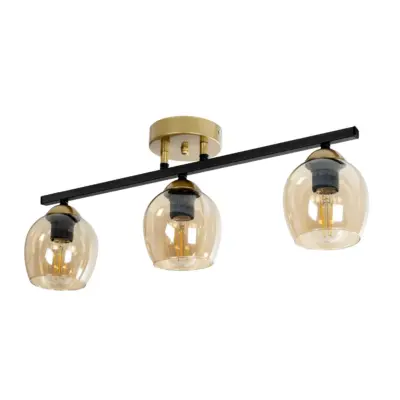 LEDTM® RADIUS 201-0122 Vintage Φωτιστικό Οροφής με Ντουί 3 x E27 AC 220-240V IP20 - Χρυσό, Μαύρο & Μελί- Μ60 x Π13 x Υ16cm