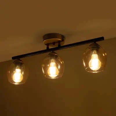 LEDTM® RADIUS 201-0122 Vintage Φωτιστικό Οροφής με Ντουί 3 x E27 AC 220-240V IP20 - Χρυσό, Μαύρο & Μελί- Μ60 x Π13 x Υ16cm - Image 3