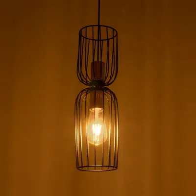 LEDTM® LAVERA 201-0024 Vintage Κρεμαστό Φωτιστικό Οροφής με Ντουί 1 x E27 AC 220-240V IP20 - Μπρονζέ & Μαύρο - Μ14 x Π14 x Υ44cm - Image 3