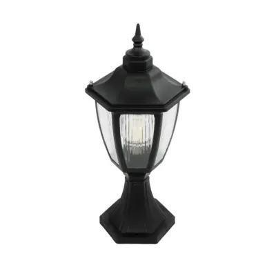 LEDTM® ENGLAND 202-0009 Vintage Επιδαπέδιο Φωτιστικό Φαναράκι Μονόφωτο 1 x E27 IP44 Μαύρο & Διάφανο Πλαστικό - Μ20 x Π20 x Υ45cm