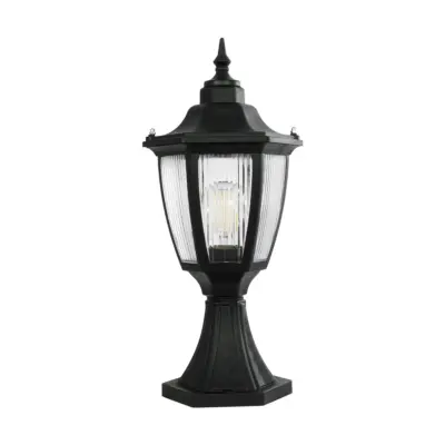 LEDTM® ENGLAND 202-0009 Vintage Επιδαπέδιο Φωτιστικό Φαναράκι Μονόφωτο 1 x E27 IP44 Μαύρο & Διάφανο Πλαστικό - Μ20 x Π20 x Υ45cm - Image 4