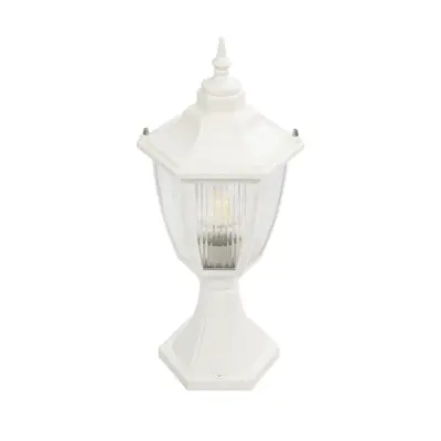 LEDTM® ENGLAND 202-0010 Vintage Επιδαπέδιο Φωτιστικό Φαναράκι Μονόφωτο 1 x E27 IP44 Λευκό & Διάφανο Πλαστικό - Μ20 x Π20 x Υ45cm