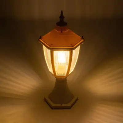 LEDTM® ENGLAND 202-0010 Vintage Επιδαπέδιο Φωτιστικό Φαναράκι Μονόφωτο 1 x E27 IP44 Λευκό & Διάφανο Πλαστικό - Μ20 x Π20 x Υ45cm - Image 3