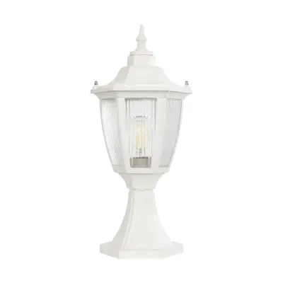 LEDTM® ENGLAND 202-0010 Vintage Επιδαπέδιο Φωτιστικό Φαναράκι Μονόφωτο 1 x E27 IP44 Λευκό & Διάφανο Πλαστικό - Μ20 x Π20 x Υ45cm - Image 4