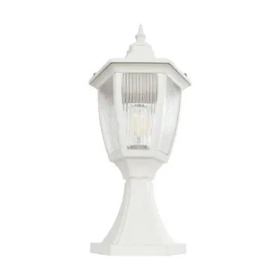 LEDTM® ENGLAND 202-0010 Vintage Επιδαπέδιο Φωτιστικό Φαναράκι Μονόφωτο 1 x E27 IP44 Λευκό & Διάφανο Πλαστικό - Μ20 x Π20 x Υ45cm - Image 5