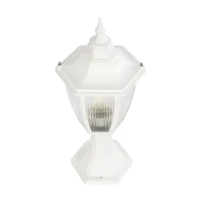 LEDTM® ENGLAND 202-0010 Vintage Επιδαπέδιο Φωτιστικό Φαναράκι Μονόφωτο 1 x E27 IP44 Λευκό & Διάφανο Πλαστικό - Μ20 x Π20 x Υ45cm - Image 6
