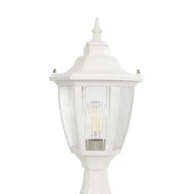 LEDTM® ENGLAND 202-0010 Vintage Επιδαπέδιο Φωτιστικό Φαναράκι Μονόφωτο 1 x E27 IP44 Λευκό & Διάφανο Πλαστικό - Μ20 x Π20 x Υ45cm - Image 7