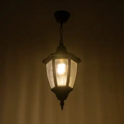 LEDTM® ENGLAND 202-0013 Vintage Κρεμαστό Φωτιστικό Φαναράκι Μονόφωτο 1 x E27 IP44 Μαύρο Πλαστικό - Μ20 x Π20 x Υ35cm - Image 3