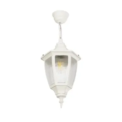 LEDTM® ENGLAND 202-0014 Vintage Κρεμαστό Φωτιστικό Φαναράκι Μονόφωτο 1 x E27 IP44 Λευκό Πλαστικό - Μ20 x Π20 x Υ35cm