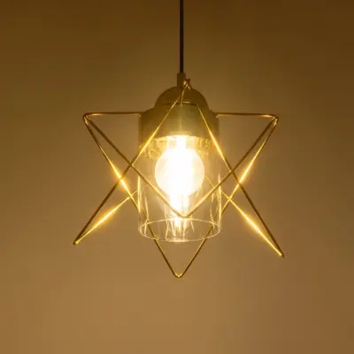 LEDTM® PLEX 202-0037 Μοντέρνο Κρεμαστό Φωτιστικό Πλέγμα Μονόφωτο 1 x E27 IP20 Χρυσό Μέταλλο με Διάφανο Γυαλί - Μ25 x Π25 x Υ23cm - Image 3