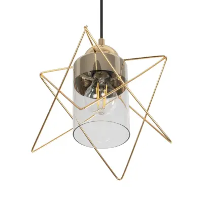 LEDTM® PLEX 202-0037 Μοντέρνο Κρεμαστό Φωτιστικό Πλέγμα Μονόφωτο 1 x E27 IP20 Χρυσό Μέταλλο με Διάφανο Γυαλί - Μ25 x Π25 x Υ23cm - Image 6