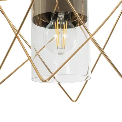 LEDTM® PLEX 202-0037 Μοντέρνο Κρεμαστό Φωτιστικό Πλέγμα Μονόφωτο 1 x E27 IP20 Χρυσό Μέταλλο με Διάφανο Γυαλί - Μ25 x Π25 x Υ23cm - Image 9