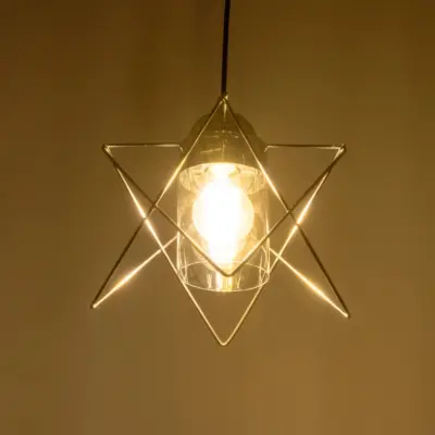 LEDTM® PLEX 202-0038 Μοντέρνο Κρεμαστό Φωτιστικό Πλέγμα Μονόφωτο 1 x E27 IP20 Ασημί Μέταλλο με Διάφανο Γυαλί - Μ25 x Π25 x Υ23cm - Image 3