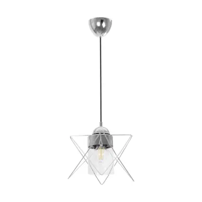 LEDTM® PLEX 202-0038 Μοντέρνο Κρεμαστό Φωτιστικό Πλέγμα Μονόφωτο 1 x E27 IP20 Ασημί Μέταλλο με Διάφανο Γυαλί - Μ25 x Π25 x Υ23cm - Image 4