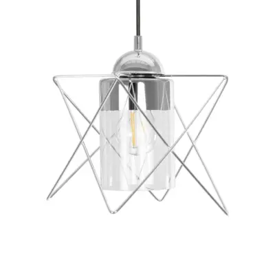 LEDTM® PLEX 202-0038 Μοντέρνο Κρεμαστό Φωτιστικό Πλέγμα Μονόφωτο 1 x E27 IP20 Ασημί Μέταλλο με Διάφανο Γυαλί - Μ25 x Π25 x Υ23cm - Image 5