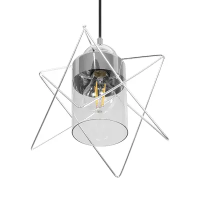 LEDTM® PLEX 202-0038 Μοντέρνο Κρεμαστό Φωτιστικό Πλέγμα Μονόφωτο 1 x E27 IP20 Ασημί Μέταλλο με Διάφανο Γυαλί - Μ25 x Π25 x Υ23cm - Image 6