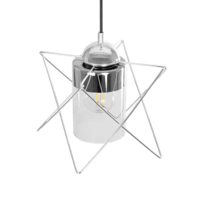 LEDTM® PLEX 202-0038 Μοντέρνο Κρεμαστό Φωτιστικό Πλέγμα Μονόφωτο 1 x E27 IP20 Ασημί Μέταλλο με Διάφανο Γυαλί - Μ25 x Π25 x Υ23cm - Image 7