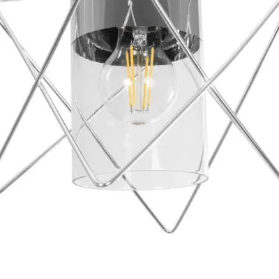 LEDTM® PLEX 202-0038 Μοντέρνο Κρεμαστό Φωτιστικό Πλέγμα Μονόφωτο 1 x E27 IP20 Ασημί Μέταλλο με Διάφανο Γυαλί - Μ25 x Π25 x Υ23cm - Image 9