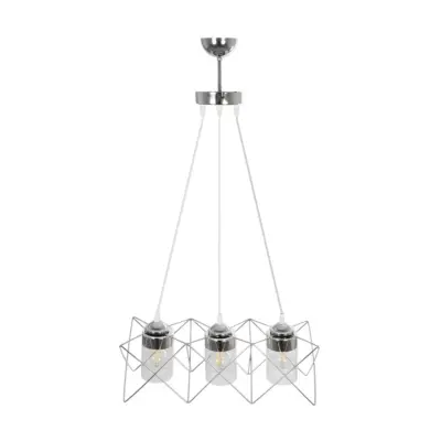 LEDTM® PLEX 202-0039 Μοντέρνο Κρεμαστό Φωτιστικό Πλέγμα Τρίφωτο 3 x E27 IP20 Ασημί Μέταλλο με Διάφανο Γυαλί - Μ56 x Π17 x Υ24cm - Image 6