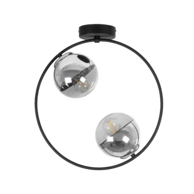 LEDTM® CITY 202-0040 Μοντέρνο Φωτιστικό Οροφής Μπάλα Δίφωτο 2 x E27 IP20 Μαύρο Μέταλλο με Διάφανο Γυαλί - Μ45 x Π15 x Υ55cm - Image 4