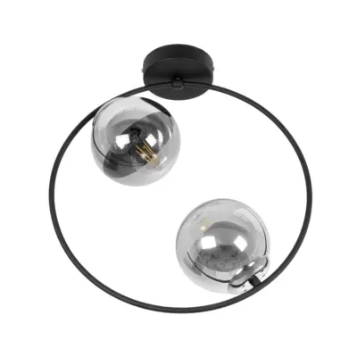 LEDTM® CITY 202-0040 Μοντέρνο Φωτιστικό Οροφής Μπάλα Δίφωτο 2 x E27 IP20 Μαύρο Μέταλλο με Διάφανο Γυαλί - Μ45 x Π15 x Υ55cm - Image 5