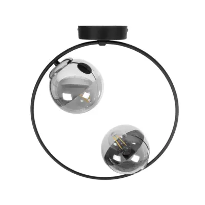 LEDTM® CITY 202-0040 Μοντέρνο Φωτιστικό Οροφής Μπάλα Δίφωτο 2 x E27 IP20 Μαύρο Μέταλλο με Διάφανο Γυαλί - Μ45 x Π15 x Υ55cm - Image 6