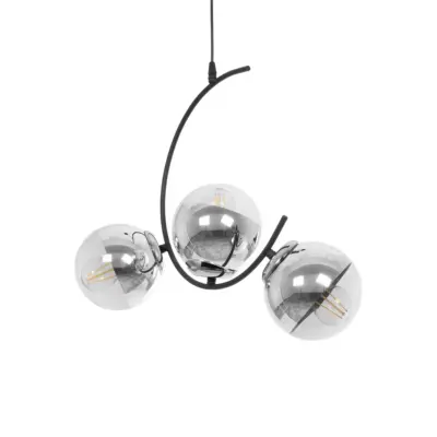 LEDTM® CITY 202-0041 Μοντέρνο Κρεμαστό Φωτιστικό Μπάλα Τρίφωτο 3 x E27 IP20 Μαύρο Μέταλλο με Διάφανο Γυαλί - Μ60 x Π35 x Υ50cm