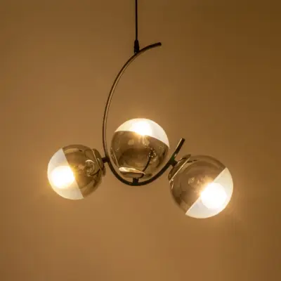 LEDTM® CITY 202-0041 Μοντέρνο Κρεμαστό Φωτιστικό Μπάλα Τρίφωτο 3 x E27 IP20 Μαύρο Μέταλλο με Διάφανο Γυαλί - Μ60 x Π35 x Υ50cm - Image 3