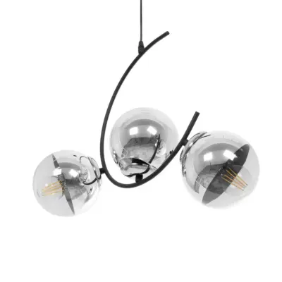 LEDTM® CITY 202-0041 Μοντέρνο Κρεμαστό Φωτιστικό Μπάλα Τρίφωτο 3 x E27 IP20 Μαύρο Μέταλλο με Διάφανο Γυαλί - Μ60 x Π35 x Υ50cm - Image 6