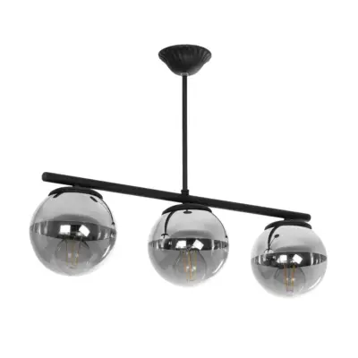 LEDTM® CITY 202-0043 Μοντέρνο Φωτιστικό Οροφής Μπάλα Τρίφωτο 3 x E27 IP20 Μαύρο Μέταλλο με Διάφανο Γυαλί - Μ55 x Π15 x Υ43cm