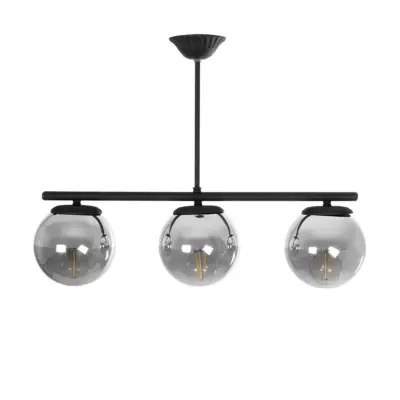 LEDTM® CITY 202-0043 Μοντέρνο Φωτιστικό Οροφής Μπάλα Τρίφωτο 3 x E27 IP20 Μαύρο Μέταλλο με Διάφανο Γυαλί - Μ55 x Π15 x Υ43cm - Image 4
