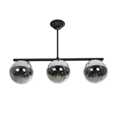 LEDTM® CITY 202-0043 Μοντέρνο Φωτιστικό Οροφής Μπάλα Τρίφωτο 3 x E27 IP20 Μαύρο Μέταλλο με Διάφανο Γυαλί - Μ55 x Π15 x Υ43cm - Image 5