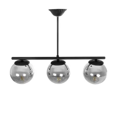 LEDTM® CITY 202-0043 Μοντέρνο Φωτιστικό Οροφής Μπάλα Τρίφωτο 3 x E27 IP20 Μαύρο Μέταλλο με Διάφανο Γυαλί - Μ55 x Π15 x Υ43cm - Image 6