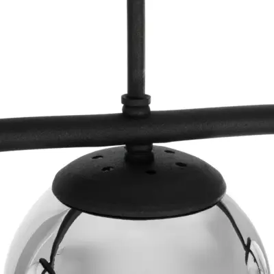 LEDTM® CITY 202-0043 Μοντέρνο Φωτιστικό Οροφής Μπάλα Τρίφωτο 3 x E27 IP20 Μαύρο Μέταλλο με Διάφανο Γυαλί - Μ55 x Π15 x Υ43cm - Image 8