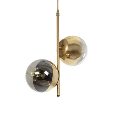 LEDTM® CITY 202-0044 Μοντέρνο Κρεμαστό Φωτιστικό Μπάλα Δίφωτο 2 x E27 IP20 Χρυσό Μέταλλο με Διάφανο Γυαλί - Μ35 x Π16 x Υ42cm